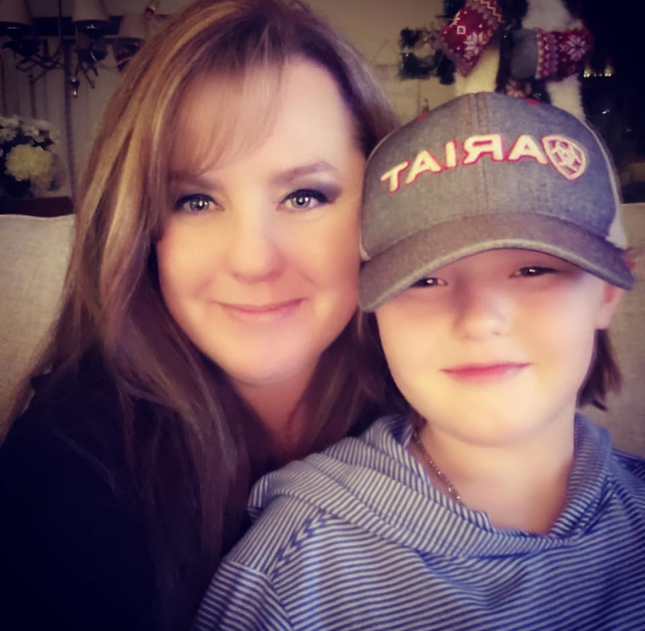 Kerri with her son at home in Texas